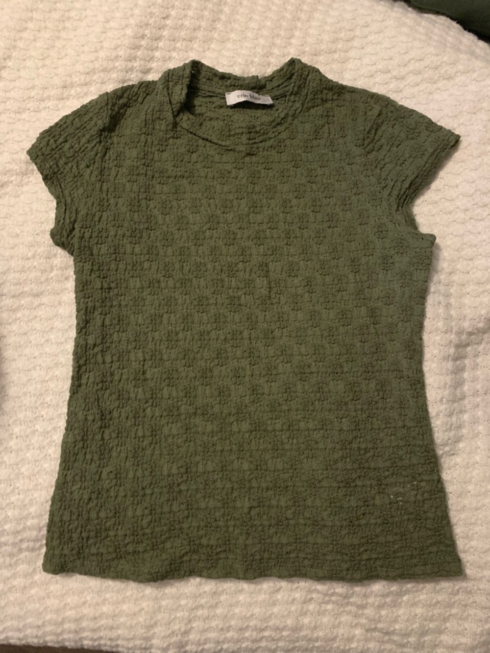 Textured Olive Green Short Sleeve Tee by Eileen Fisher